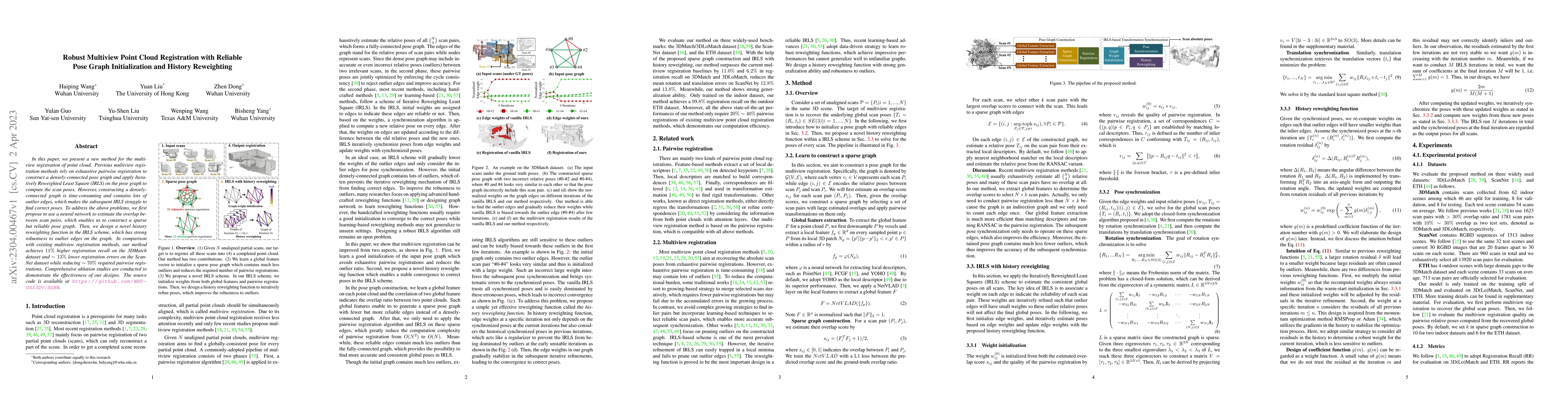 Thumbnail for Robust Multiview Point Cloud Registration with Reliable Pose Graph
  Initialization and History Reweighting