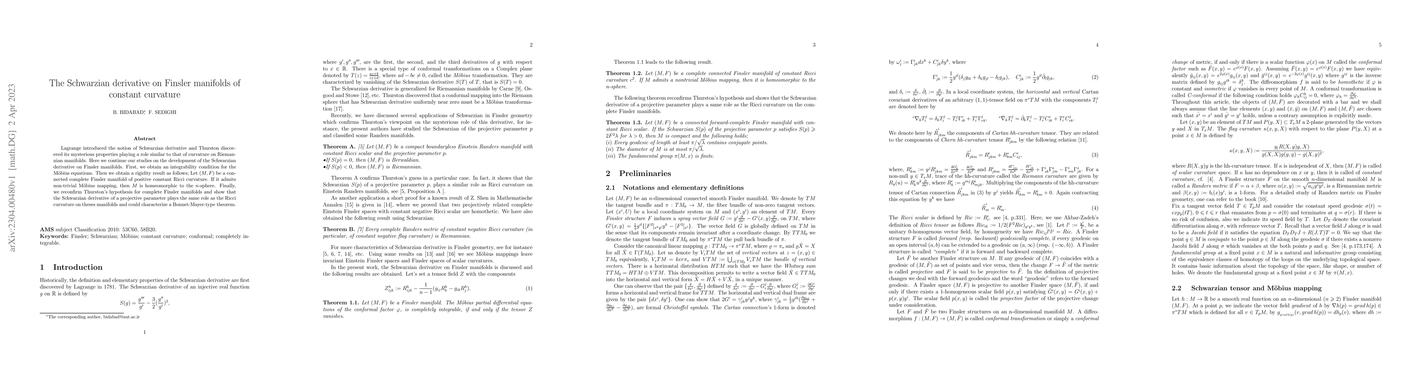 Thumbnail for The Schwarzian derivative on Finsler manifolds of constant curvature