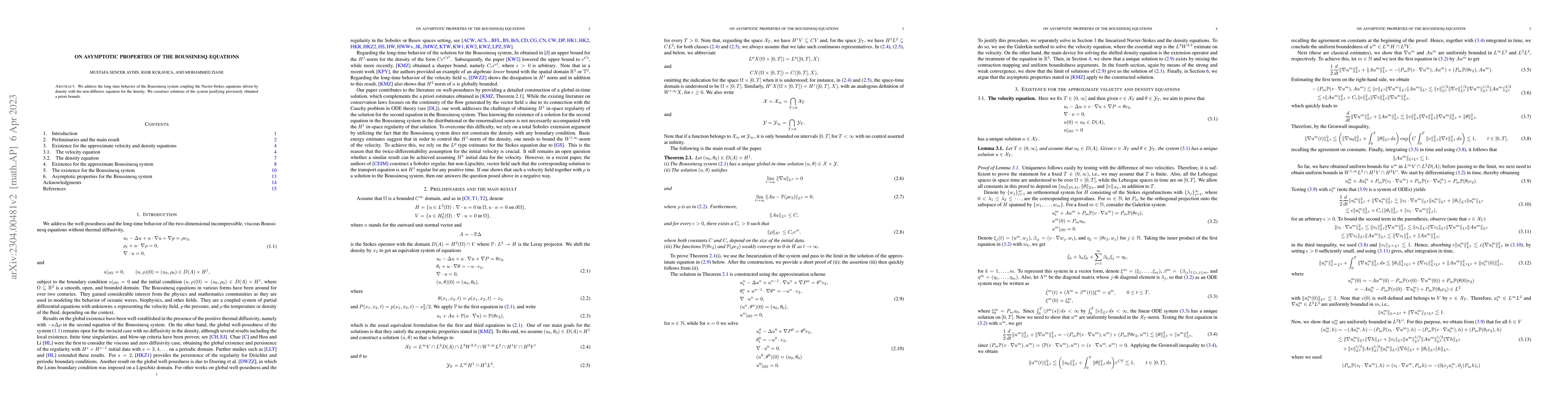 Thumbnail for On Asymptotic Properties of the Boussinesq Equations