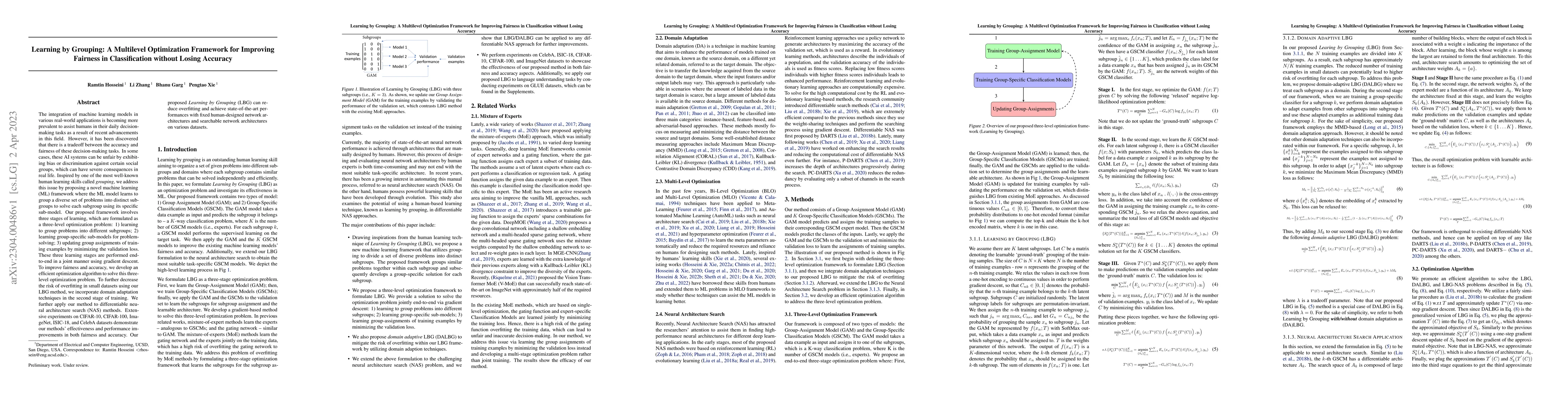 Thumbnail for Learning by Grouping: A Multilevel Optimization Framework for Improving
  Fairness in Classification without Losing Accuracy