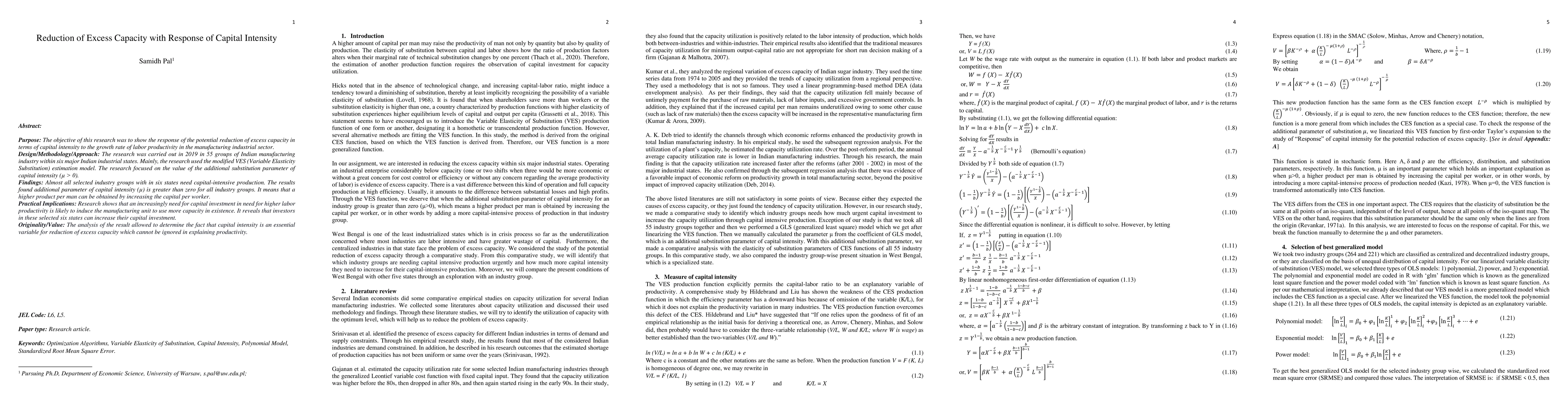 Thumbnail for Reduction of Excess Capacity with Response of Capital Intensity