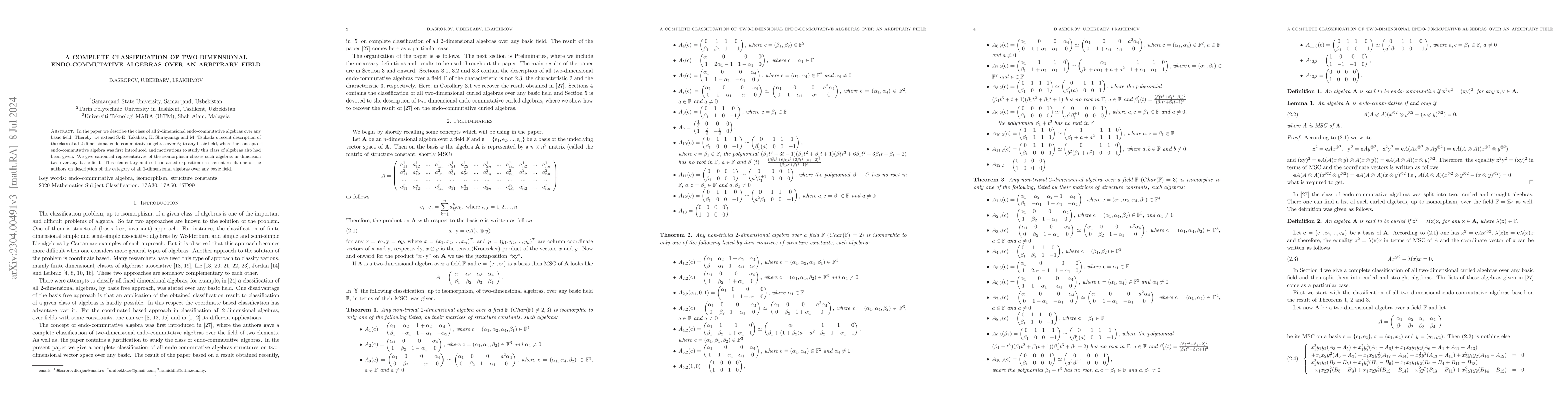 Thumbnail for A Complete classification of two-dimensional endo-commutative algebras
  over an arbitrary field