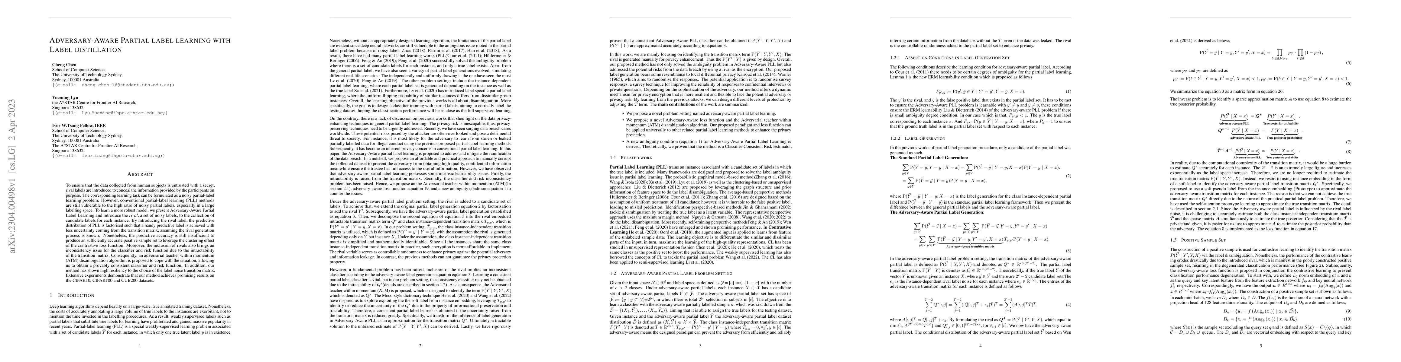 Thumbnail for Adversary-Aware Partial label learning with Label distillation