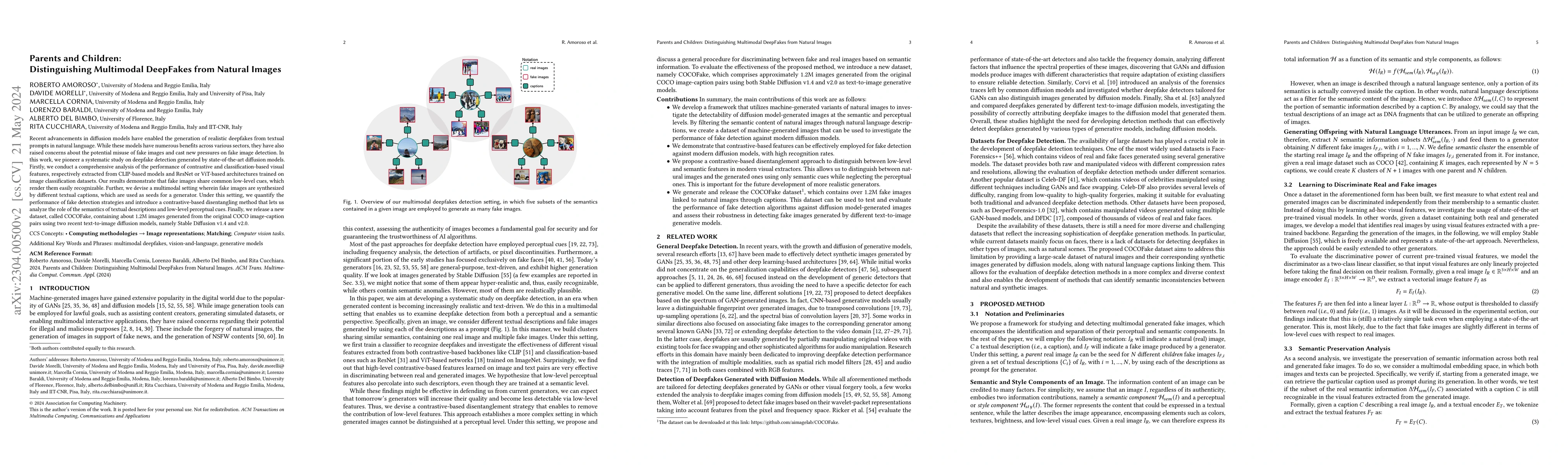 Thumbnail for Parents and Children: Distinguishing Multimodal DeepFakes from Natural
  Images