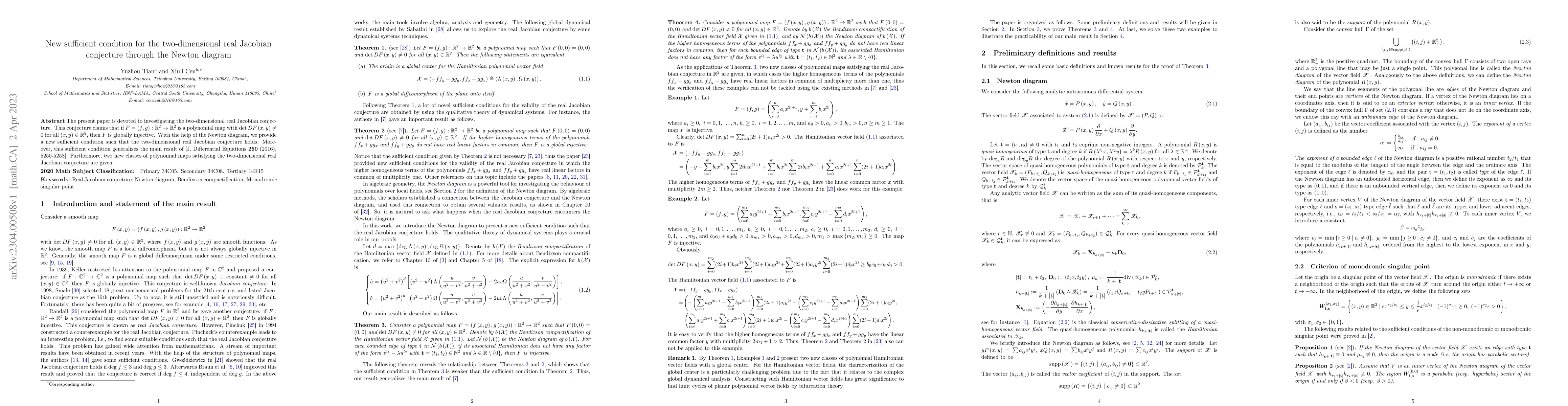 Thumbnail for New sufficient condition for the two-dimensional real Jacobian
  conjecture through the Newton diagram