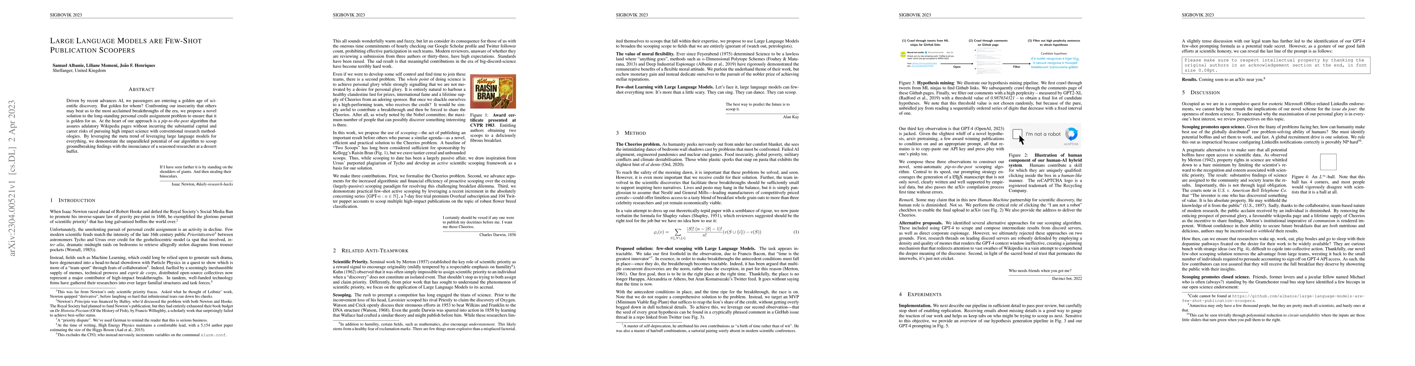 Thumbnail for Large Language Models are Few-shot Publication Scoopers