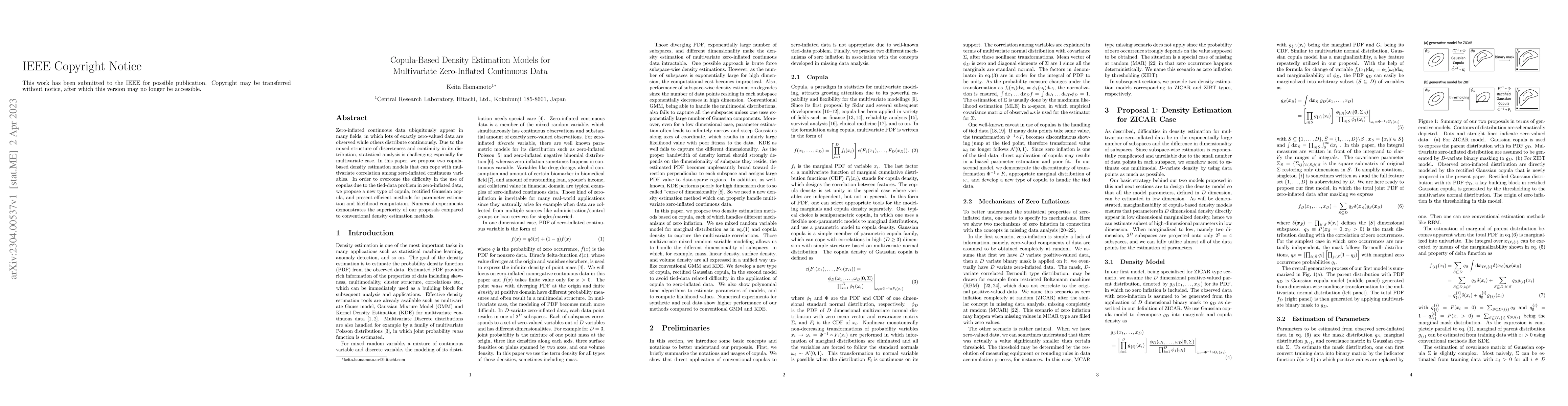 Thumbnail for Copula-Based Density Estimation Models for Multivariate Zero-Inflated
  Continuous Data