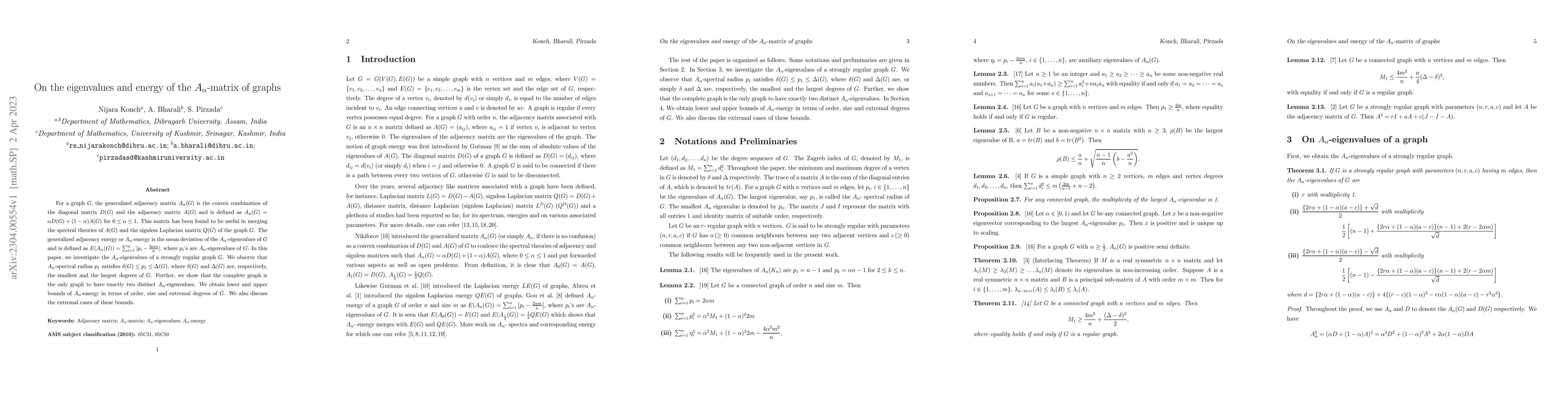 Thumbnail for On the eigenvalues and energy of the $A_\alpha$-matrix of graphs