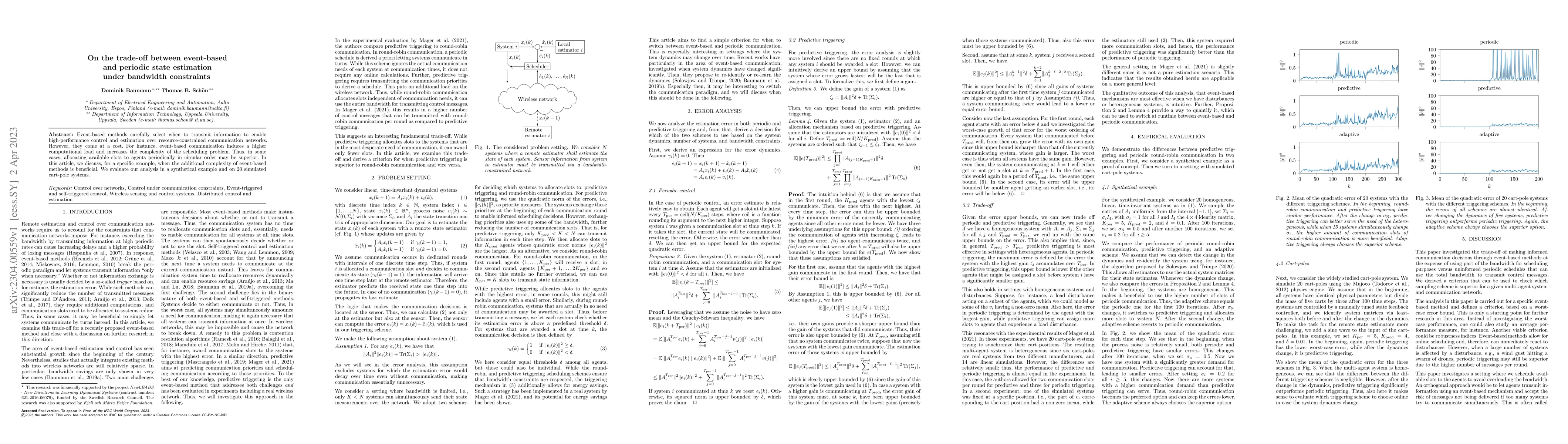 Thumbnail for On the trade-off between event-based and periodic state estimation under
  bandwidth constraints