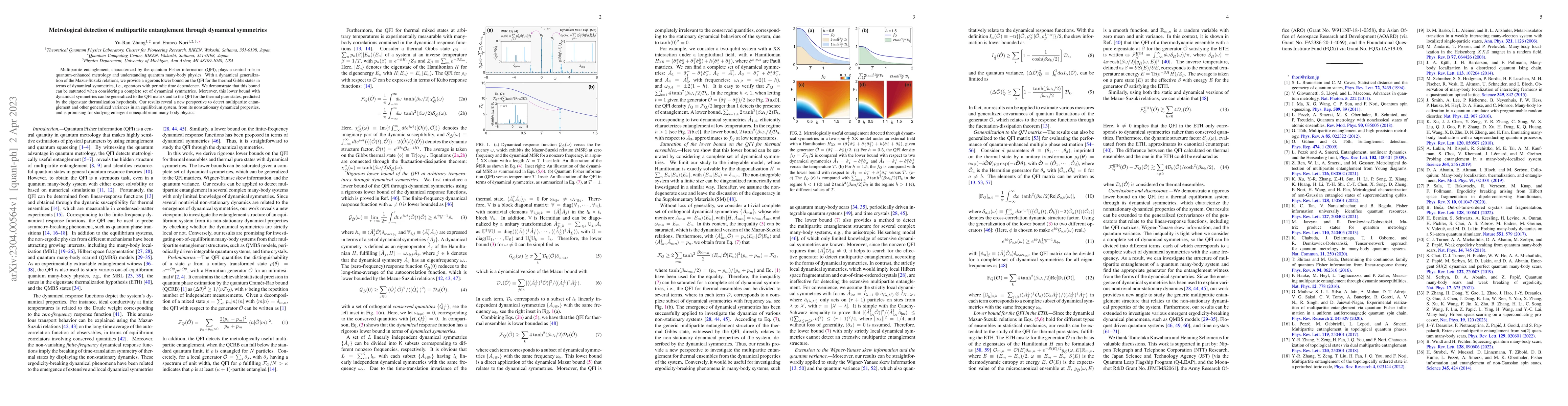 Thumbnail for Metrological detection of multipartite entanglement through dynamical
  symmetries