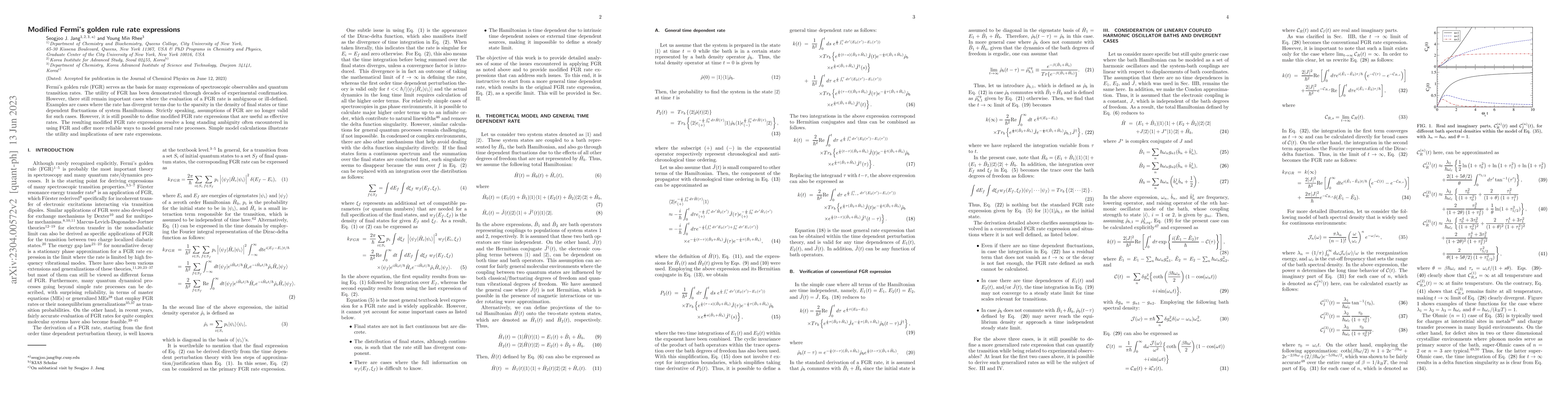 Thumbnail for Modified Fermi's golden rule rate expressions