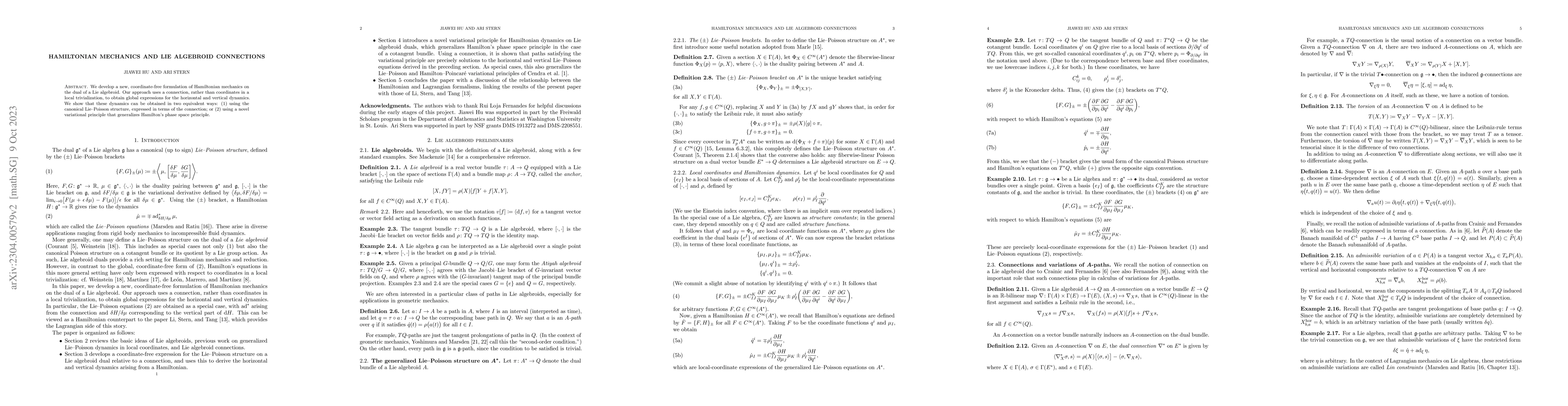 Thumbnail for Hamiltonian mechanics and Lie algebroid connections