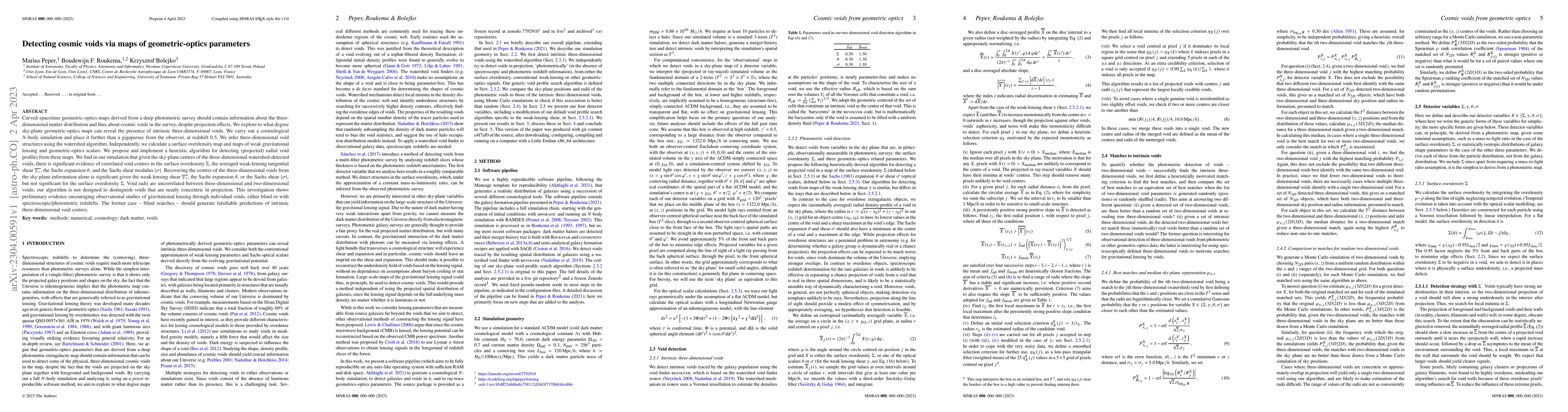 Thumbnail for Detecting cosmic voids via maps of geometric-optics parameters