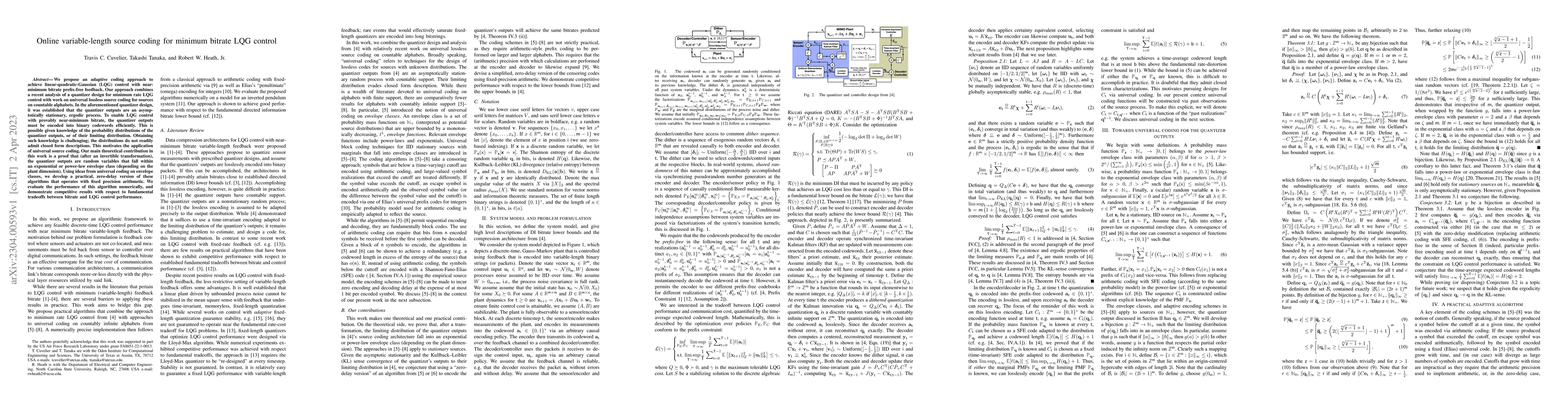 Thumbnail for Online variable-length source coding for minimum bitrate LQG control