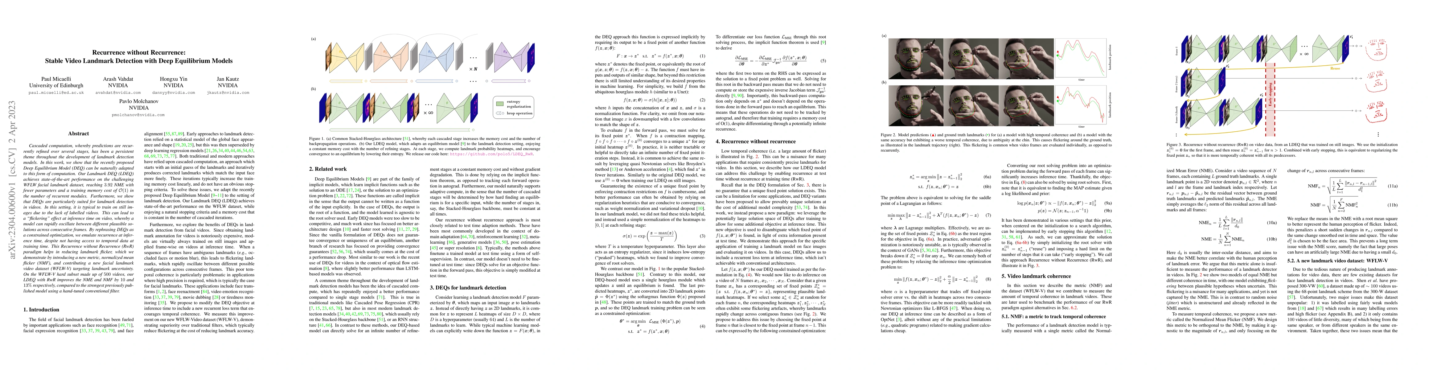 Thumbnail for Recurrence without Recurrence: Stable Video Landmark Detection with Deep
  Equilibrium Models
