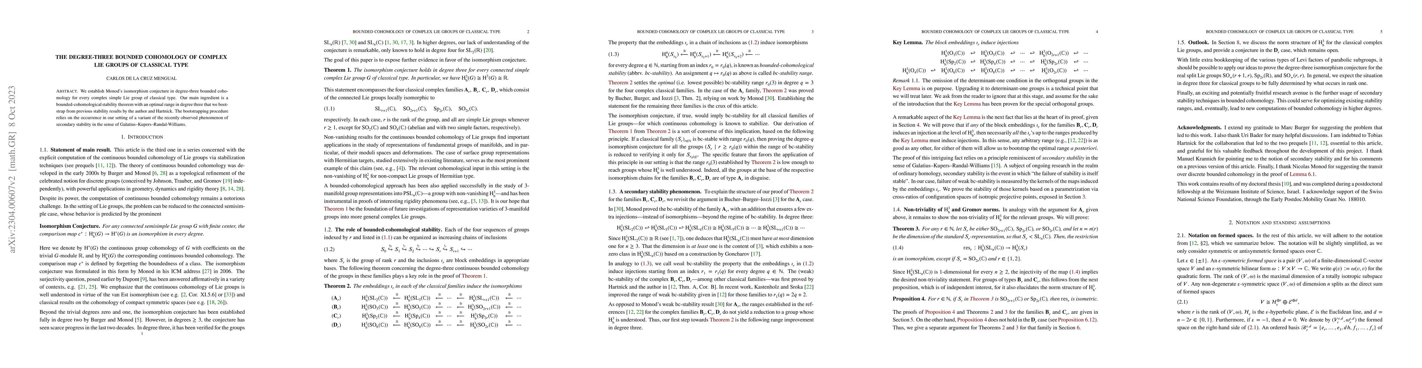 Thumbnail for The Degree-Three Bounded Cohomology of Complex Lie Groups of Classical
  Type
