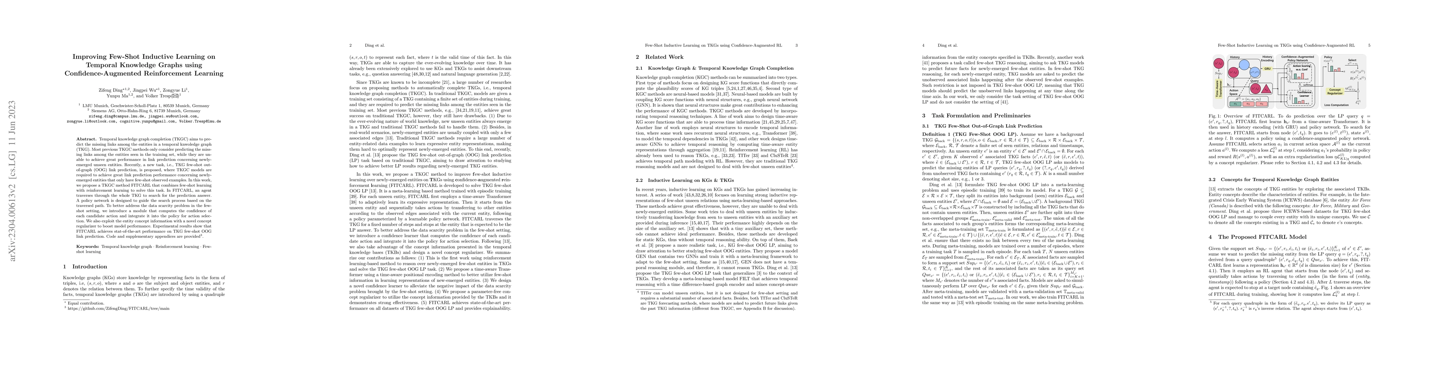 Thumbnail for Improving Few-Shot Inductive Learning on Temporal Knowledge Graphs using
  Confidence-Augmented Reinforcement Learning