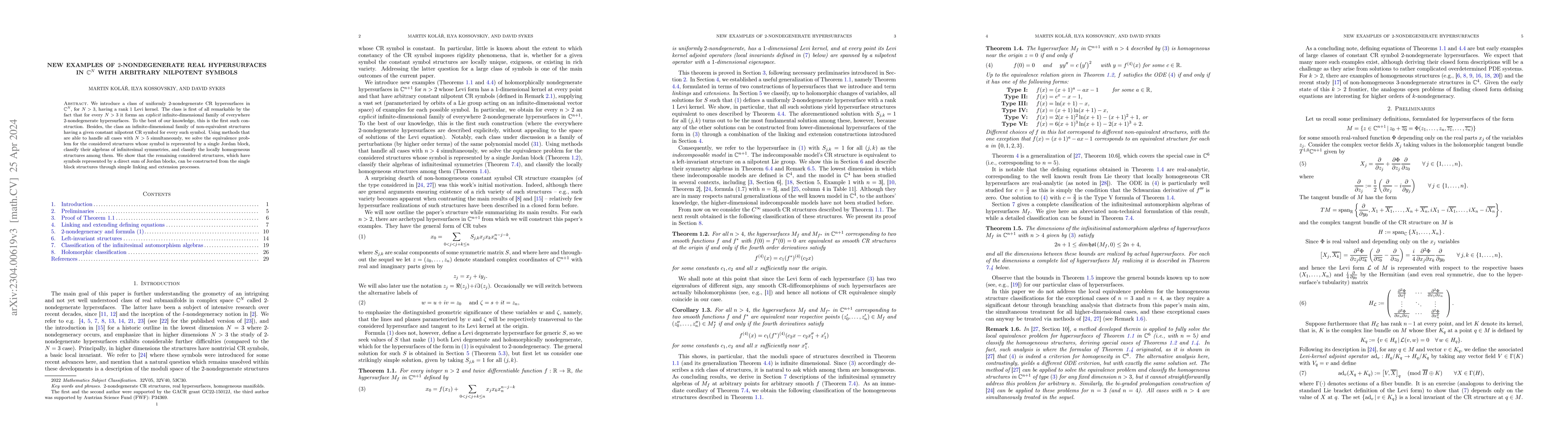 Thumbnail for New examples of $2$-nondegenerate real hypersurfaces in $\mathbb{C}^N$
  with arbitrary nilpotent symbols