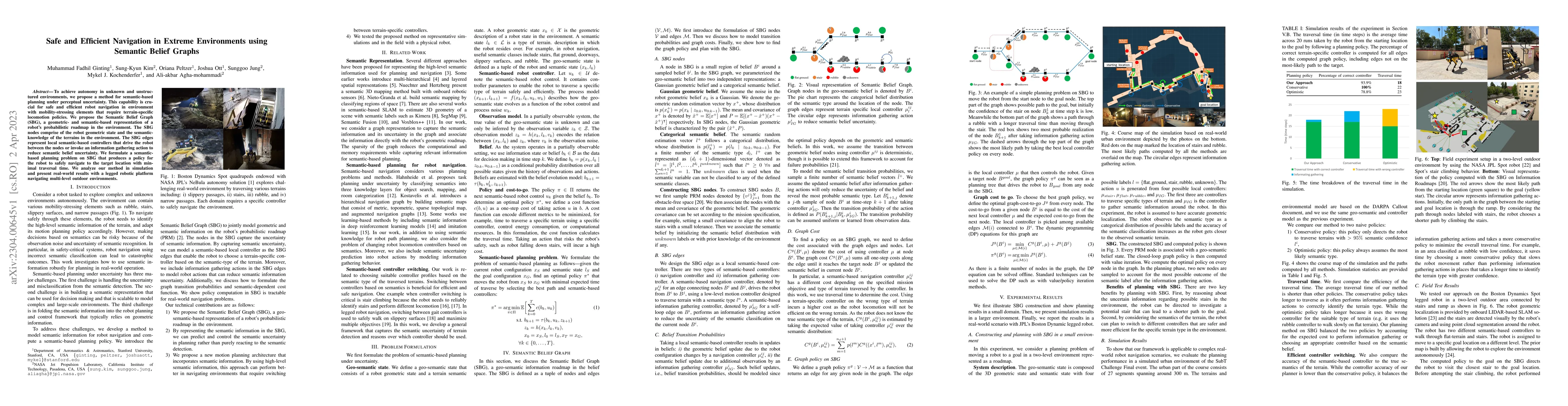 Thumbnail for Safe and Efficient Navigation in Extreme Environments using Semantic
  Belief Graphs