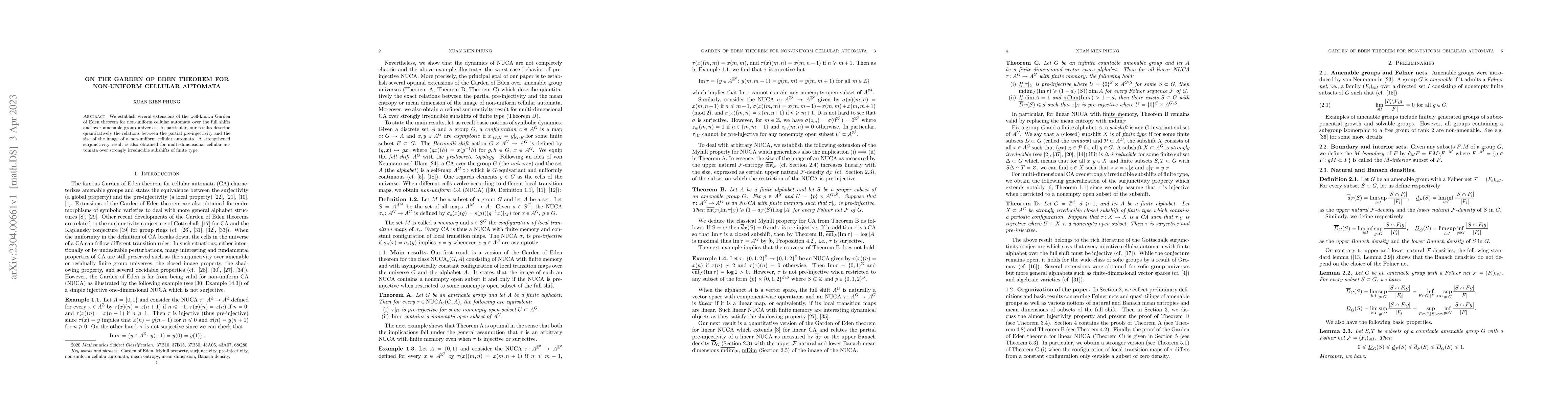 Thumbnail for On the Garden of Eden theorem for non-uniform cellular automata