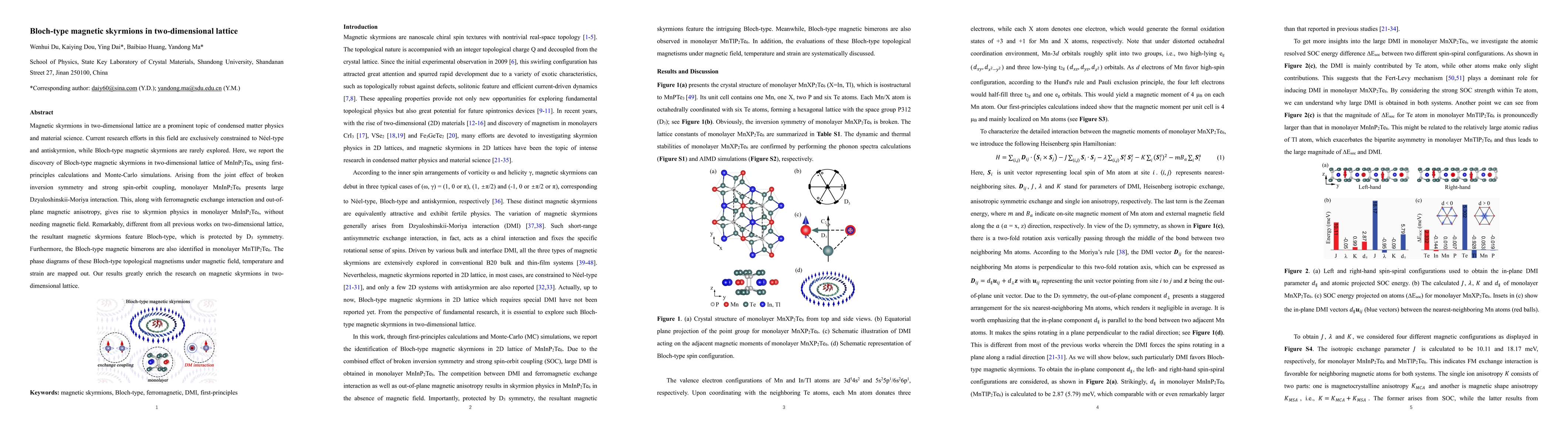 Thumbnail for Bloch-type magnetic skyrmions in two-dimensional lattice