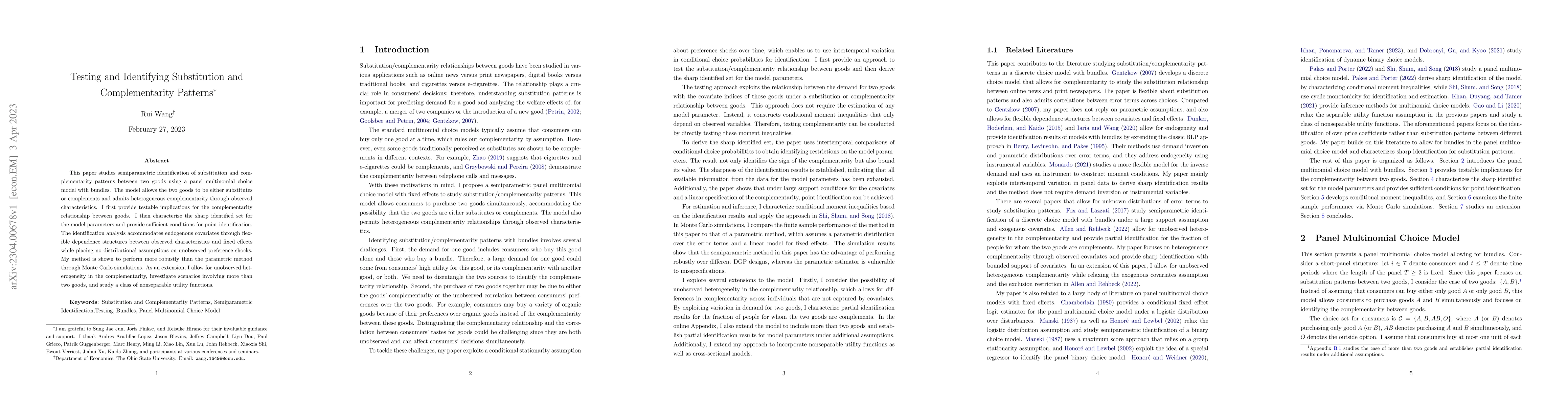 Thumbnail for Testing and Identifying Substitution and Complementarity Patterns