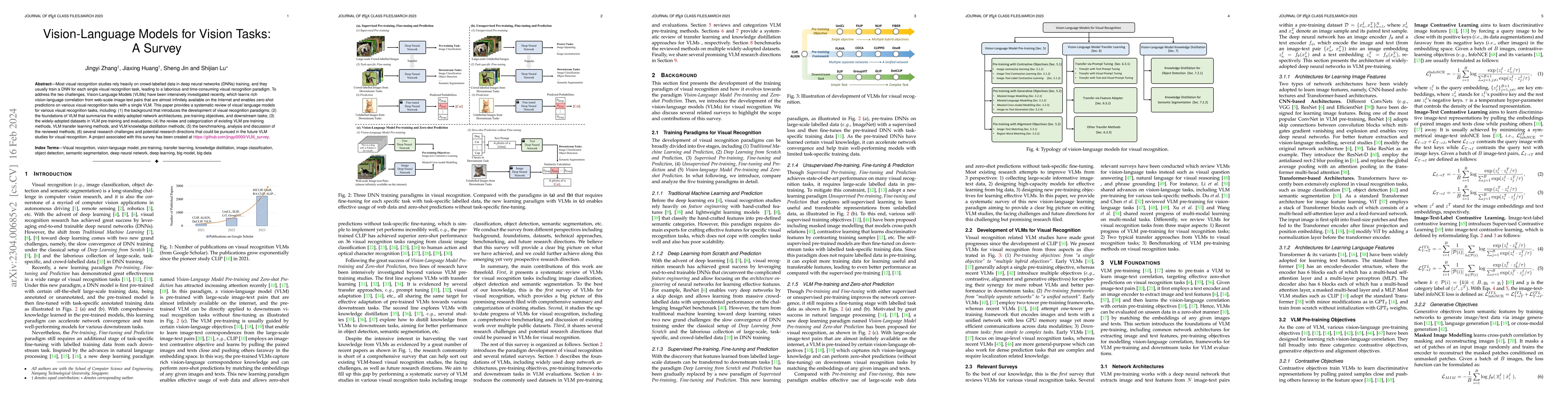 Thumbnail for Vision-Language Models for Vision Tasks: A Survey