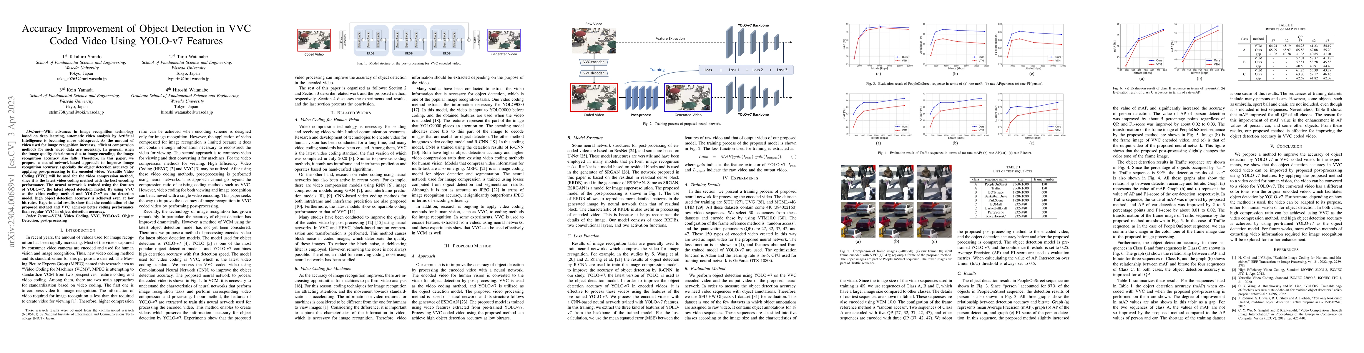 Thumbnail for Accuracy Improvement of Object Detection in VVC Coded Video Using
  YOLO-v7 Features