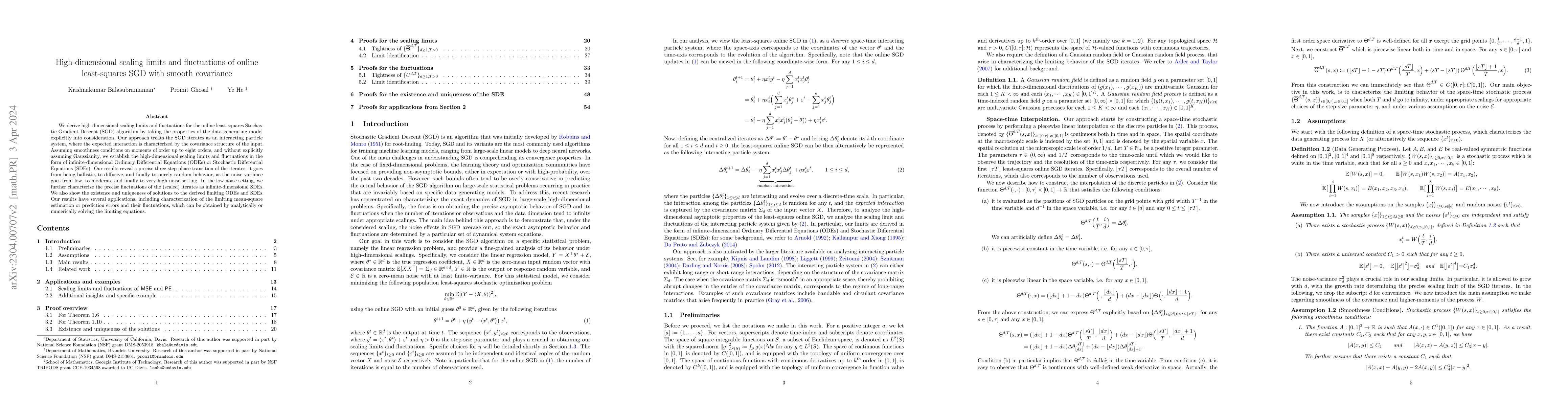 Thumbnail for High-dimensional scaling limits and fluctuations of online least-squares
  SGD with smooth covariance