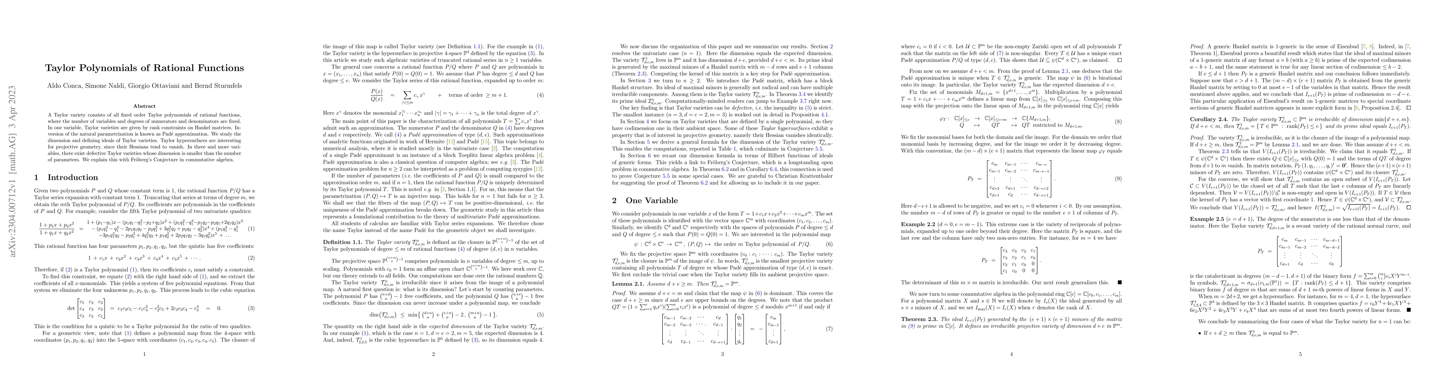 Thumbnail for Taylor Polynomials of Rational Functions