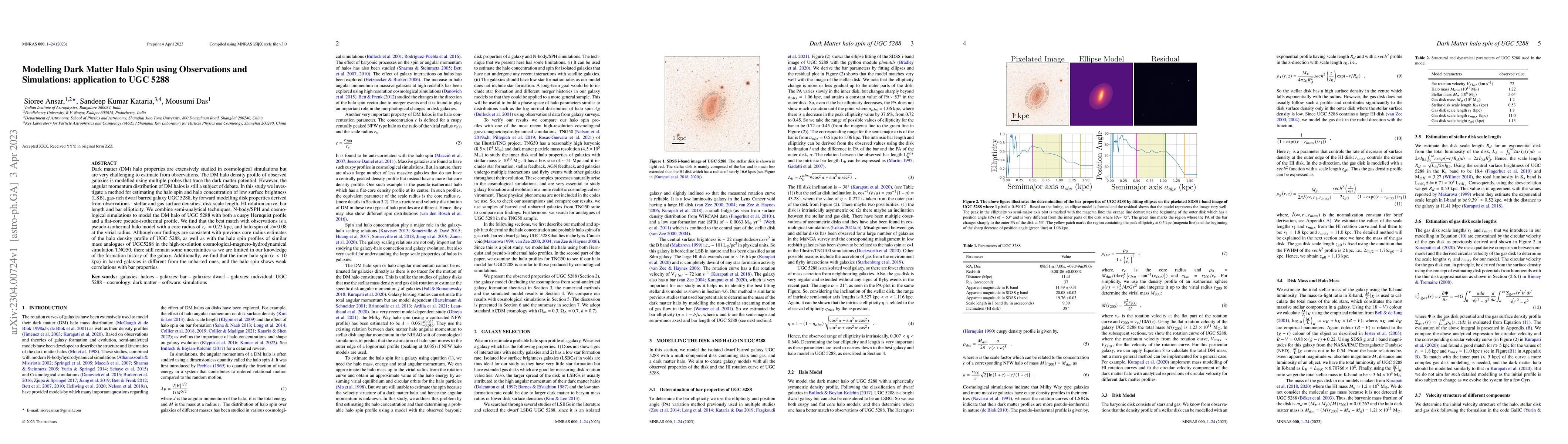 Thumbnail for Modelling Dark Matter Halo Spin using Observations and Simulations:
  application to UGC 5288