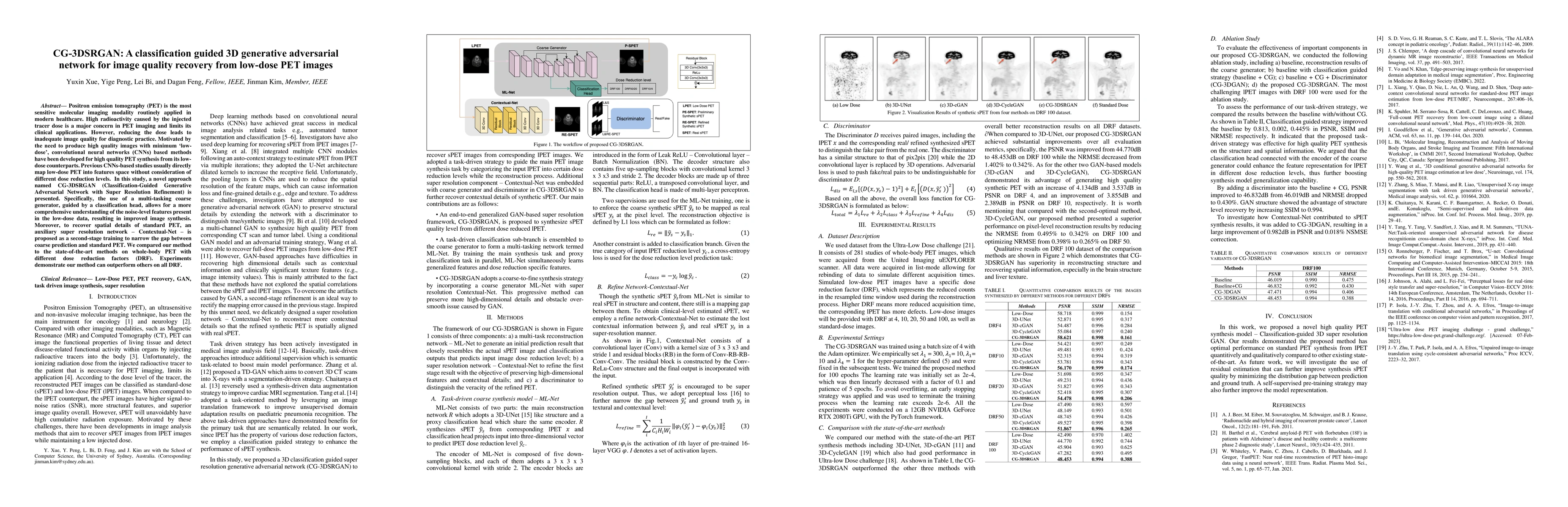Thumbnail for CG-3DSRGAN: A classification guided 3D generative adversarial network
  for image quality recovery from low-dose PET images