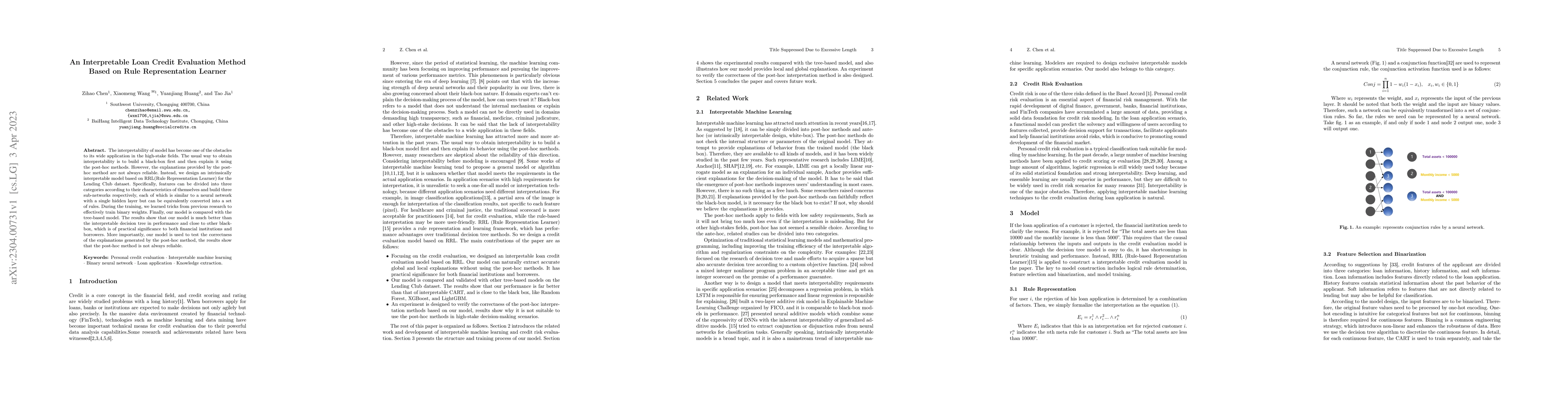 Thumbnail for An Interpretable Loan Credit Evaluation Method Based on Rule
  Representation Learner
