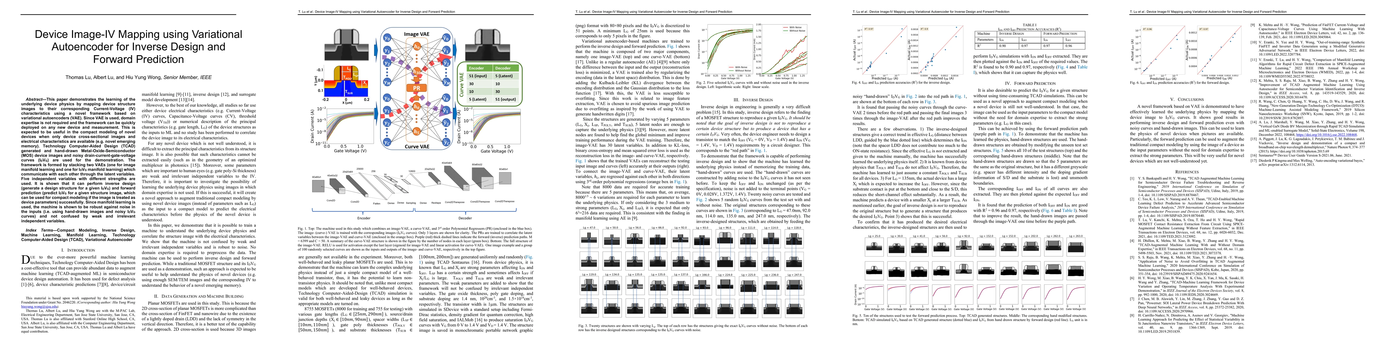 Thumbnail for Device Image-IV Mapping using Variational Autoencoder for Inverse Design
  and Forward Prediction