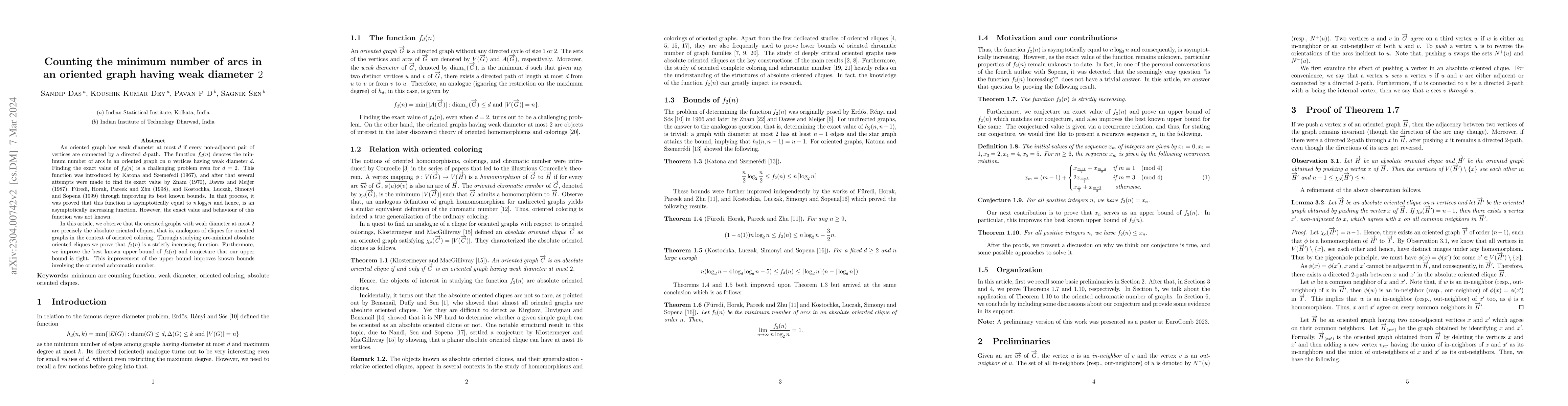 Thumbnail for Counting the minimum number of arcs in an oriented graph having weak
  diameter 2