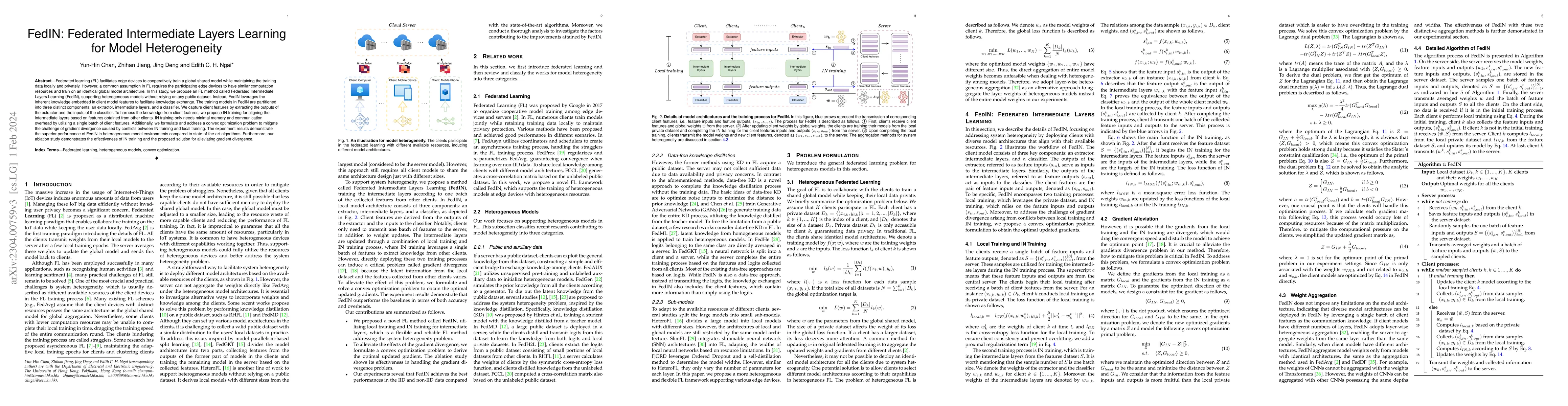 Thumbnail for FedIN: Federated Intermediate Layers Learning for Model Heterogeneity
