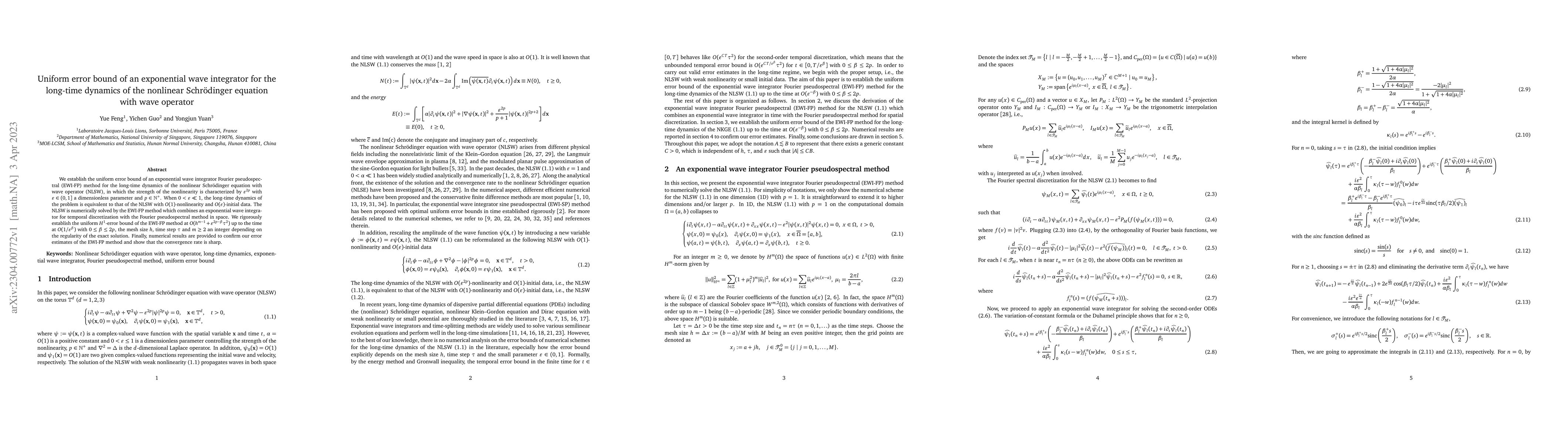 Thumbnail for Uniform error bound of an exponential wave integrator for the long-time
  dynamics of the nonlinear Schr\"odinger equation with wave operator