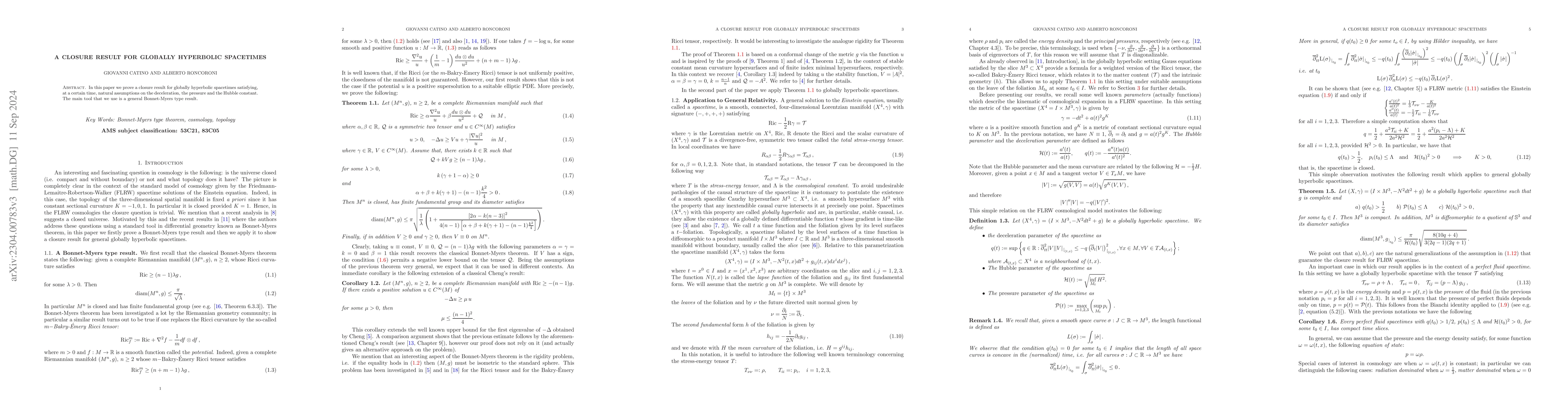 Thumbnail for A closure result for globally hyperbolic spacetimes