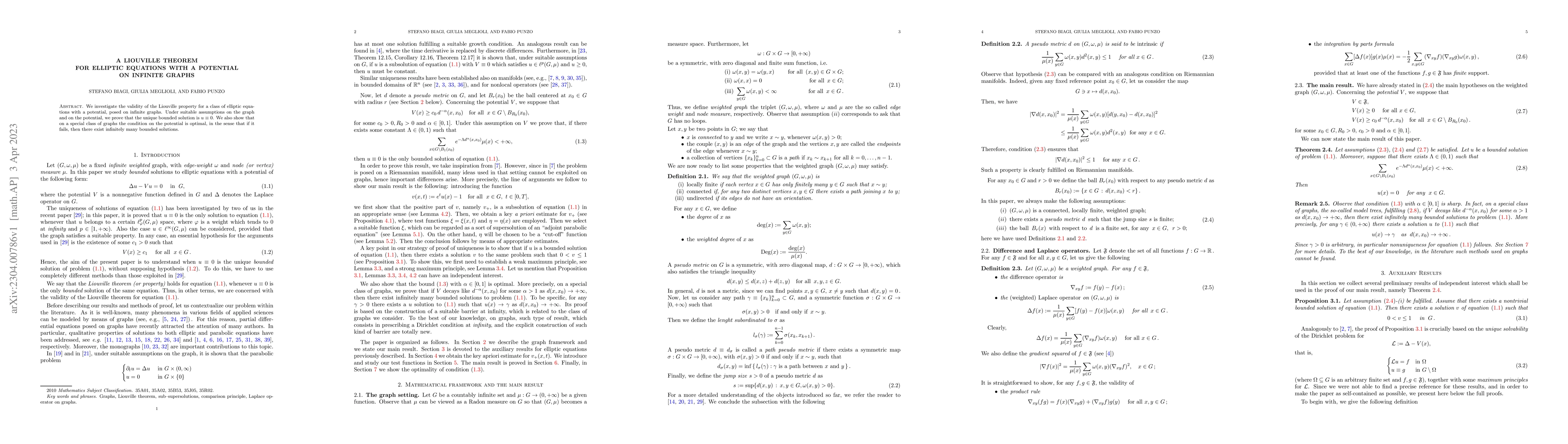 Thumbnail for A Liouville theorem for elliptic equations with a potential on infinite
  graphs