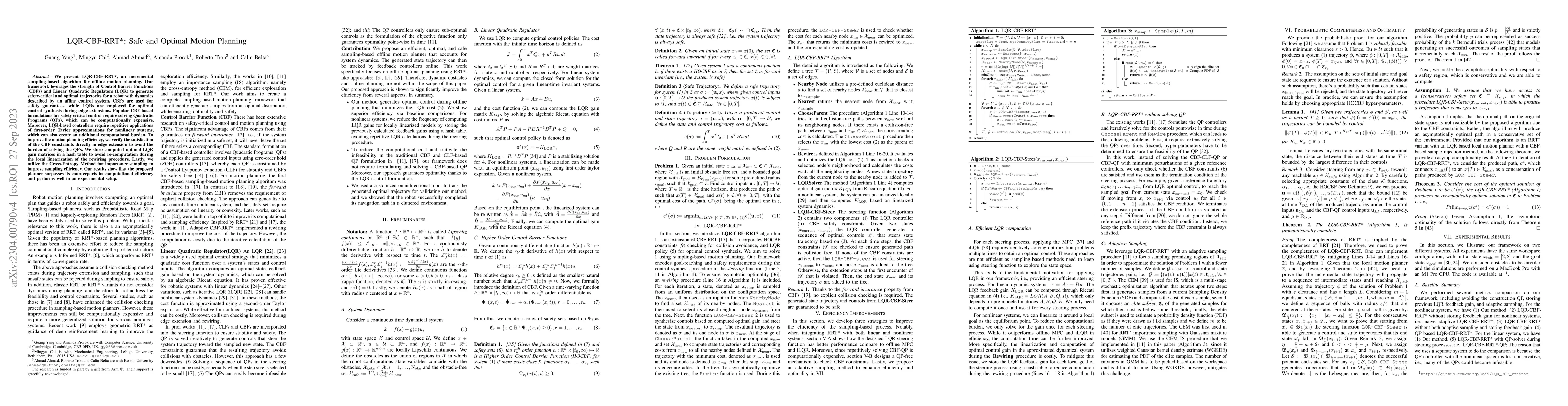 Thumbnail for LQR-CBF-RRT*: Safe and Optimal Motion Planning