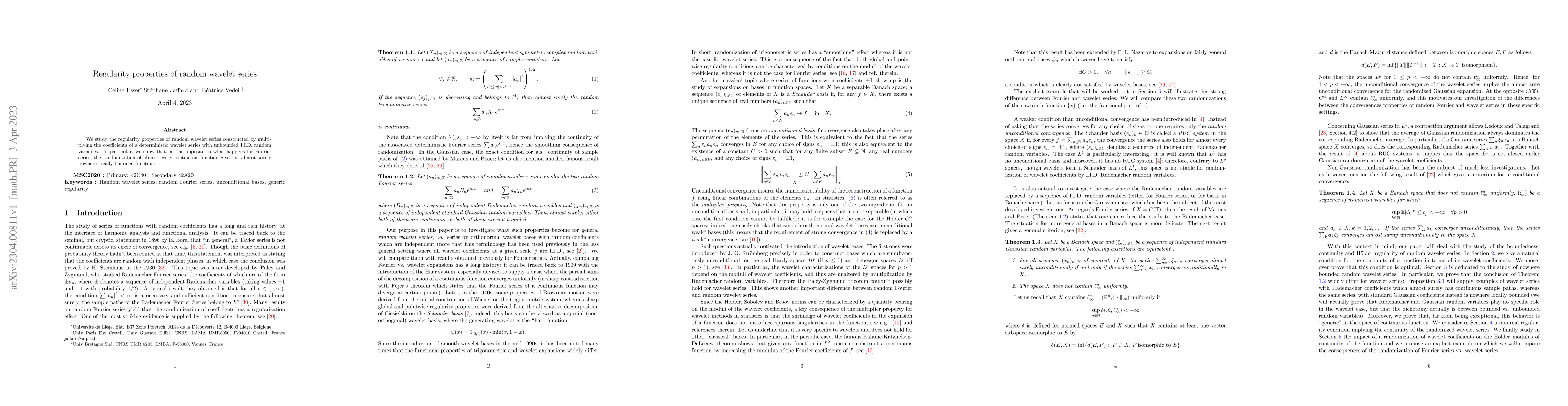 Thumbnail for Regularity properties of random wavelet series