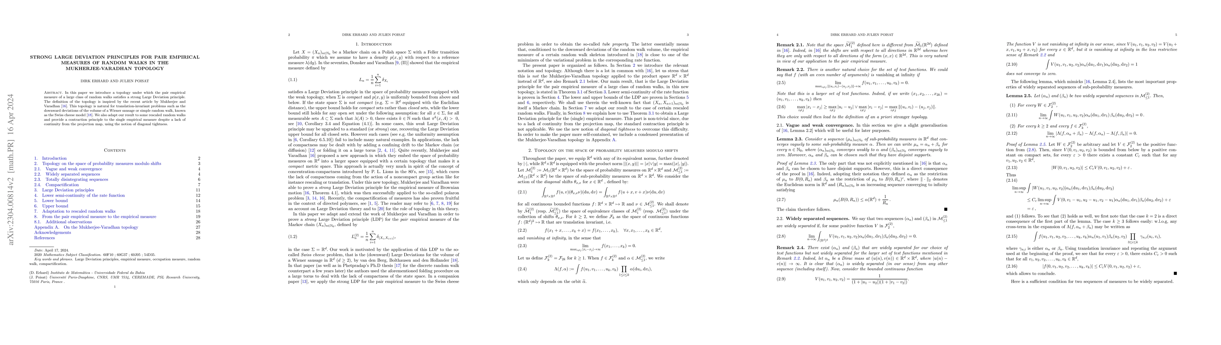 Thumbnail for Strong large deviation principles for pair empirical measures of random
  walks in the Mukherjee-Varadhan topology