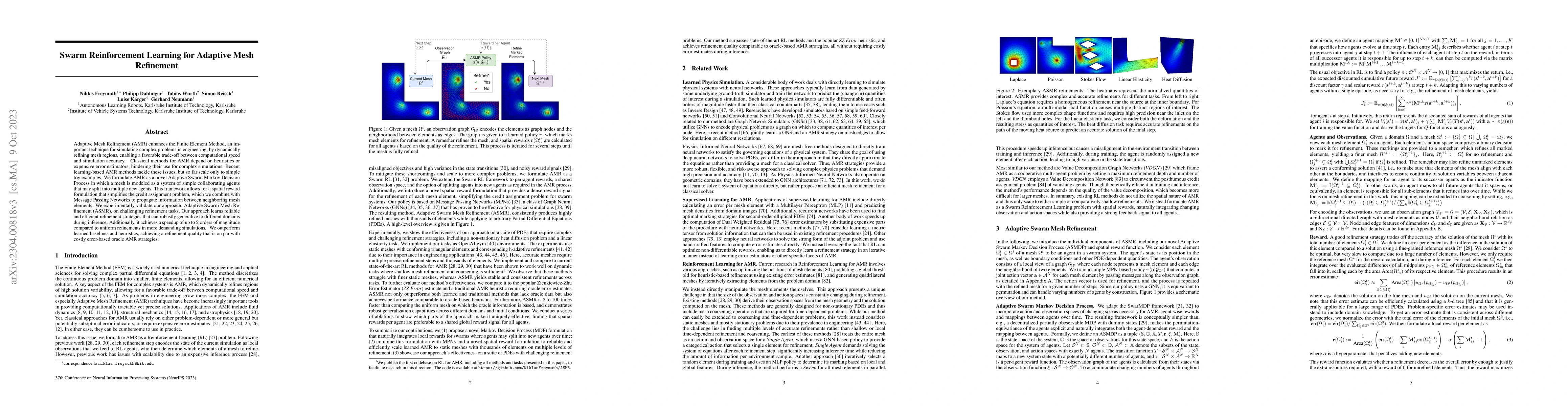 Thumbnail for Swarm Reinforcement Learning For Adaptive Mesh Refinement