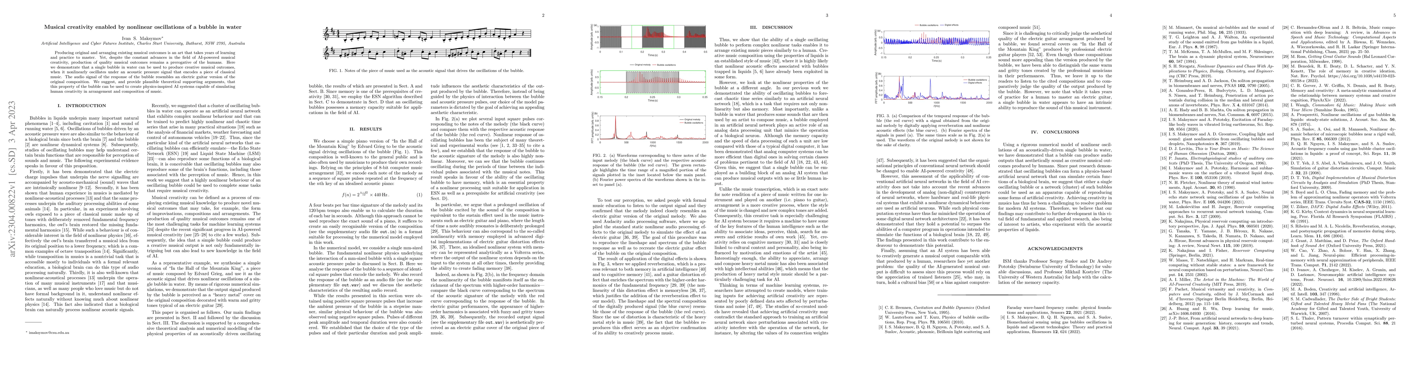 Thumbnail for Musical creativity enabled by nonlinear oscillations of a bubble in
  water