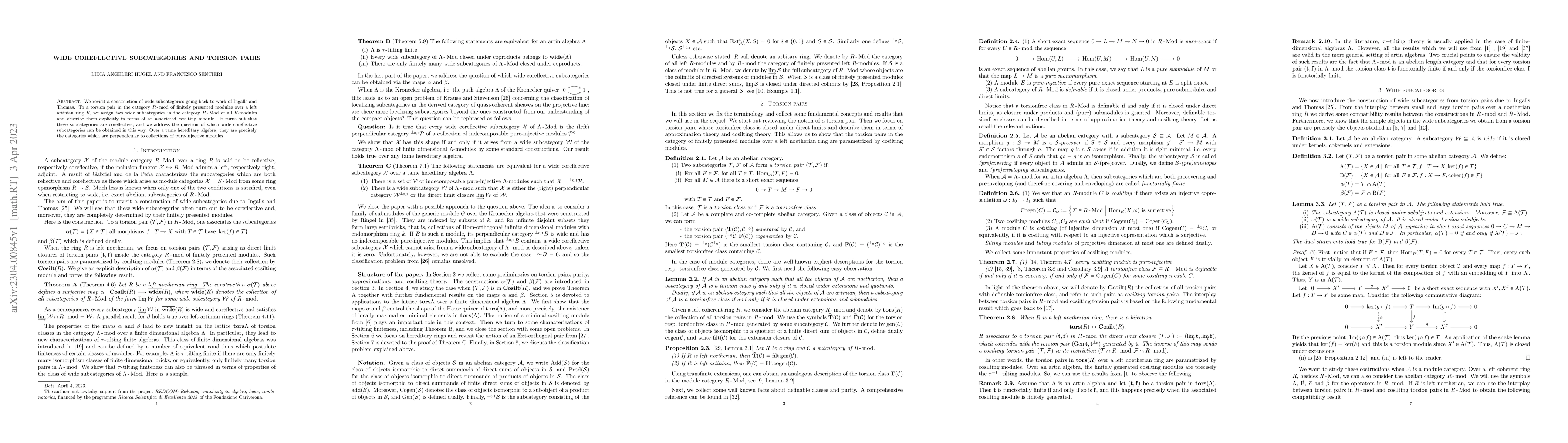 Thumbnail for Wide coreflective subcategories and torsion pairs