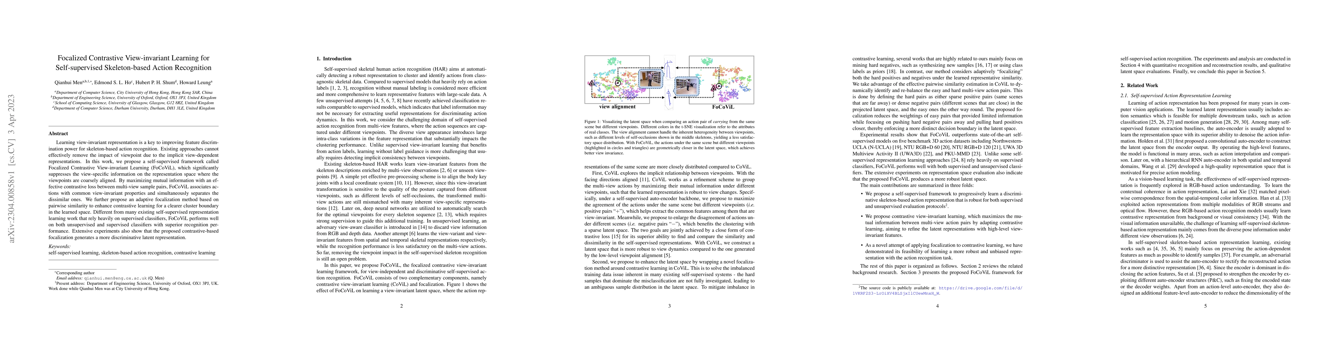 Thumbnail for Focalized Contrastive View-invariant Learning for Self-supervised
  Skeleton-based Action Recognition