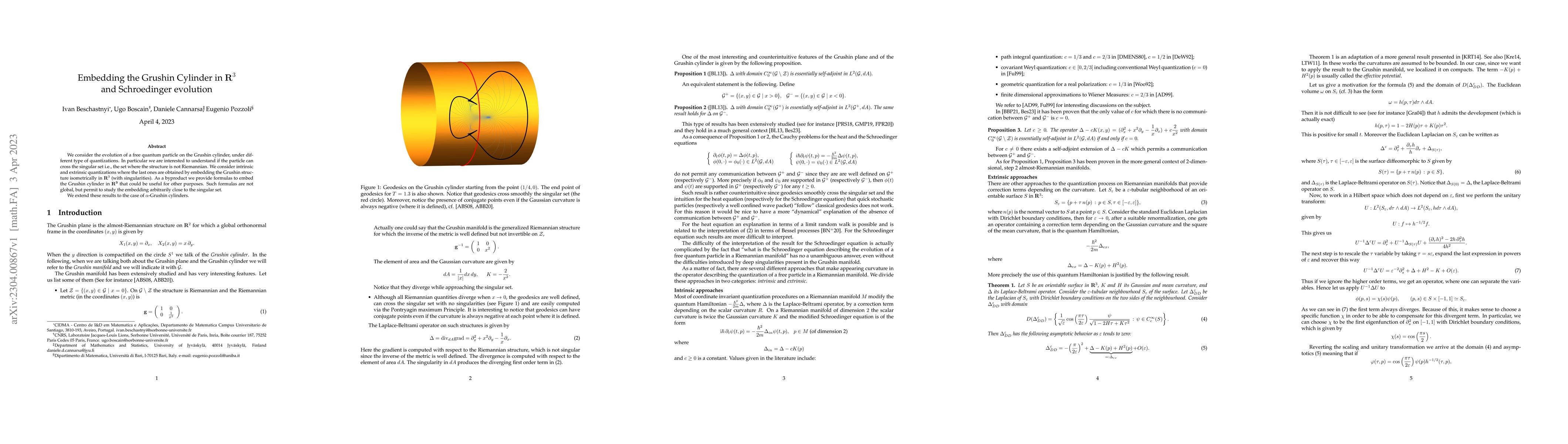 Thumbnail for Embedding the Grushin Cylinder in ${\bf R}^3$and Schroedinger evolution