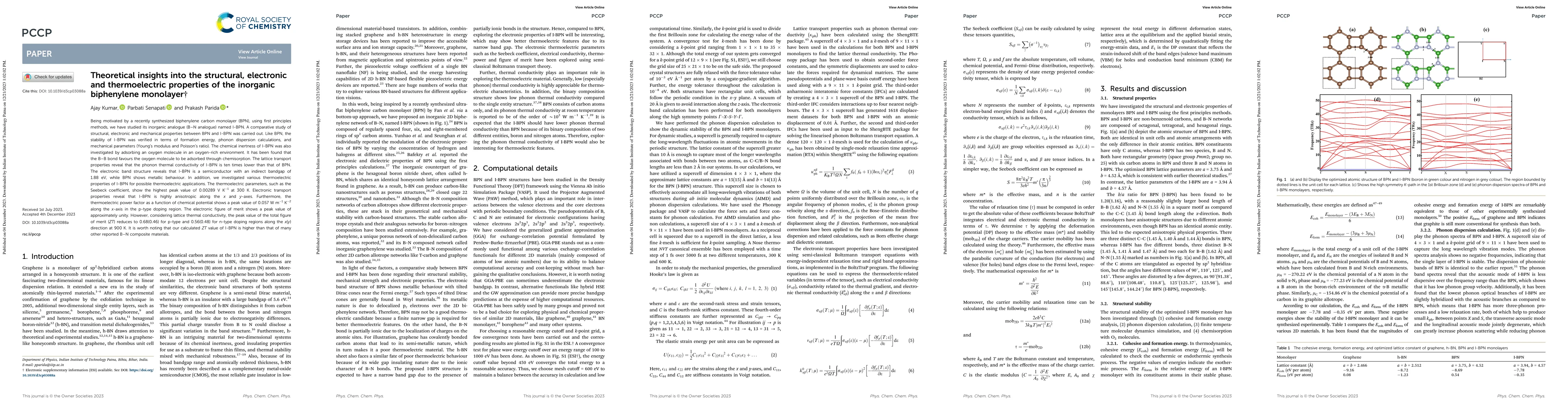 Thumbnail for Theoretical insights on structural, electronic and thermoelectric
  properties of inorganic biphenylene: non-benzenoid Boron nitride