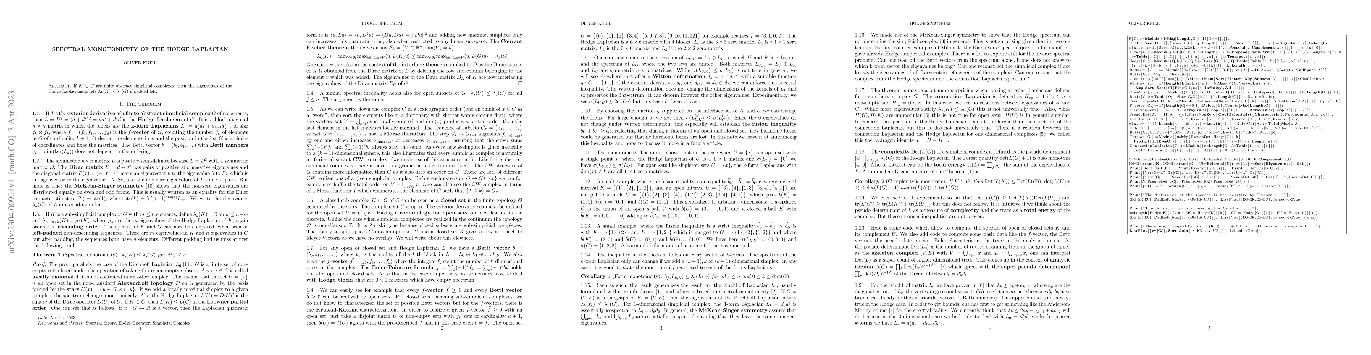 Thumbnail for Spectral monotonicity of the Hodge Laplacian