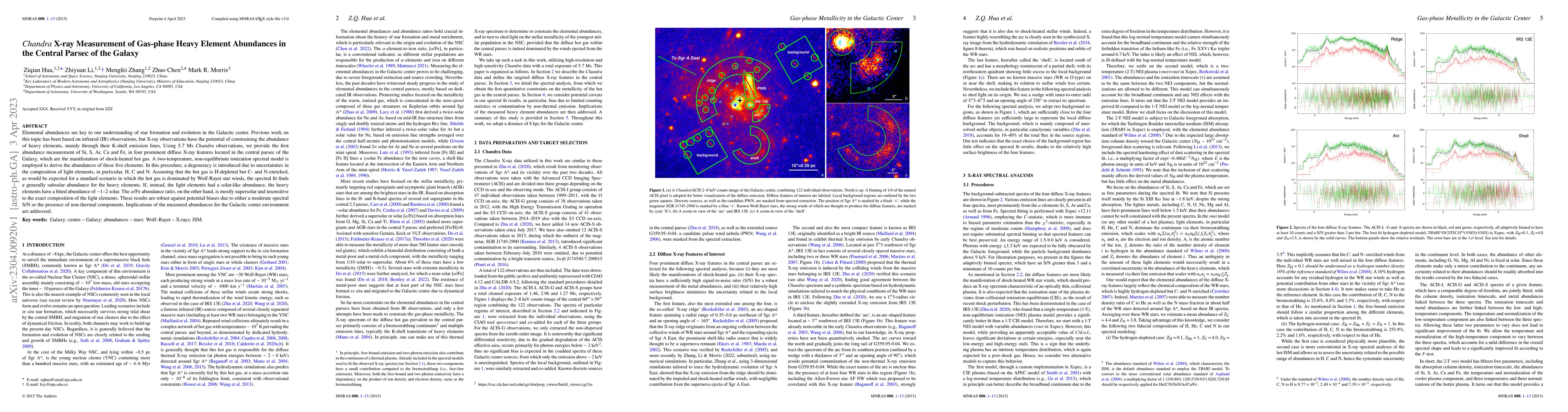 Thumbnail for Chandra X-ray Measurement of Gas-phase Heavy Element Abundances in the
  Central Parsec of the Galaxy